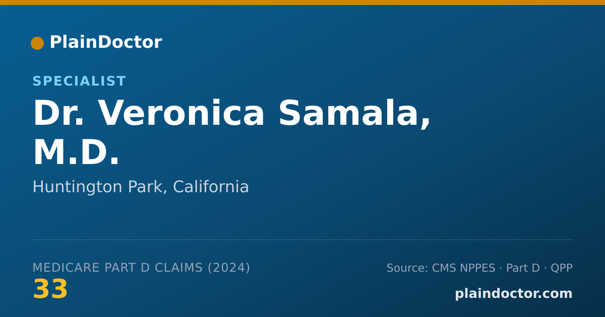 Shareable card for Veronica Samala, M.D. - Specialist, Huntington Park, CA