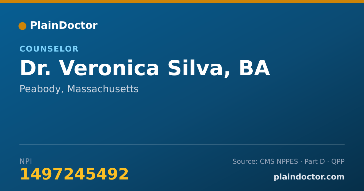 Shareable card for Veronica Silva, BA - Counselor, Peabody, MA