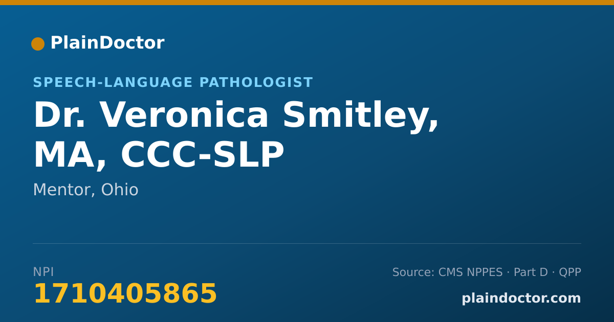 Shareable card for Veronica Smitley, MA, CCC-SLP - Speech-Language Pathologist, Mentor, OH