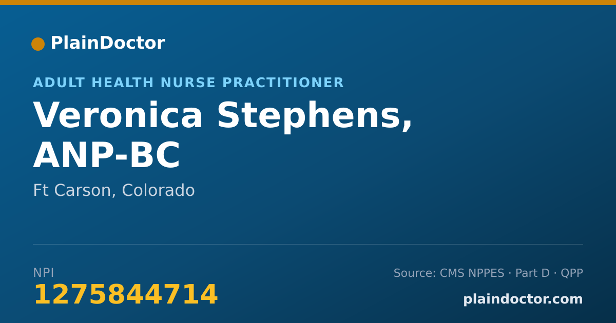 Shareable card for Veronica Stephens, ANP-BC - Adult Health Nurse Practitioner, Ft Carson, CO