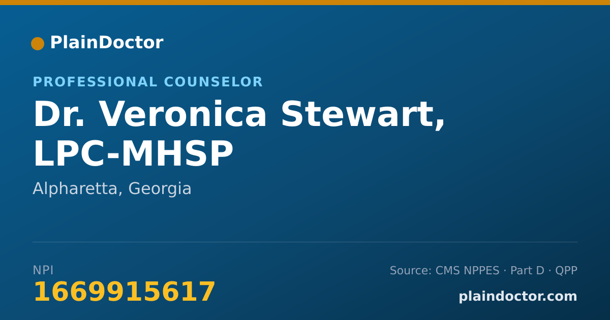 Shareable card for Veronica Stewart, LPC-MHSP - Professional Counselor, Alpharetta, GA