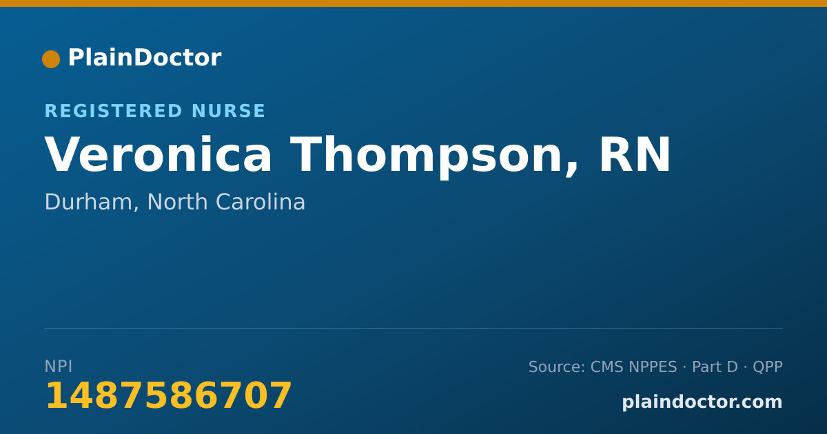 Shareable card for Veronica Thompson, RN - Registered Nurse, Durham, NC