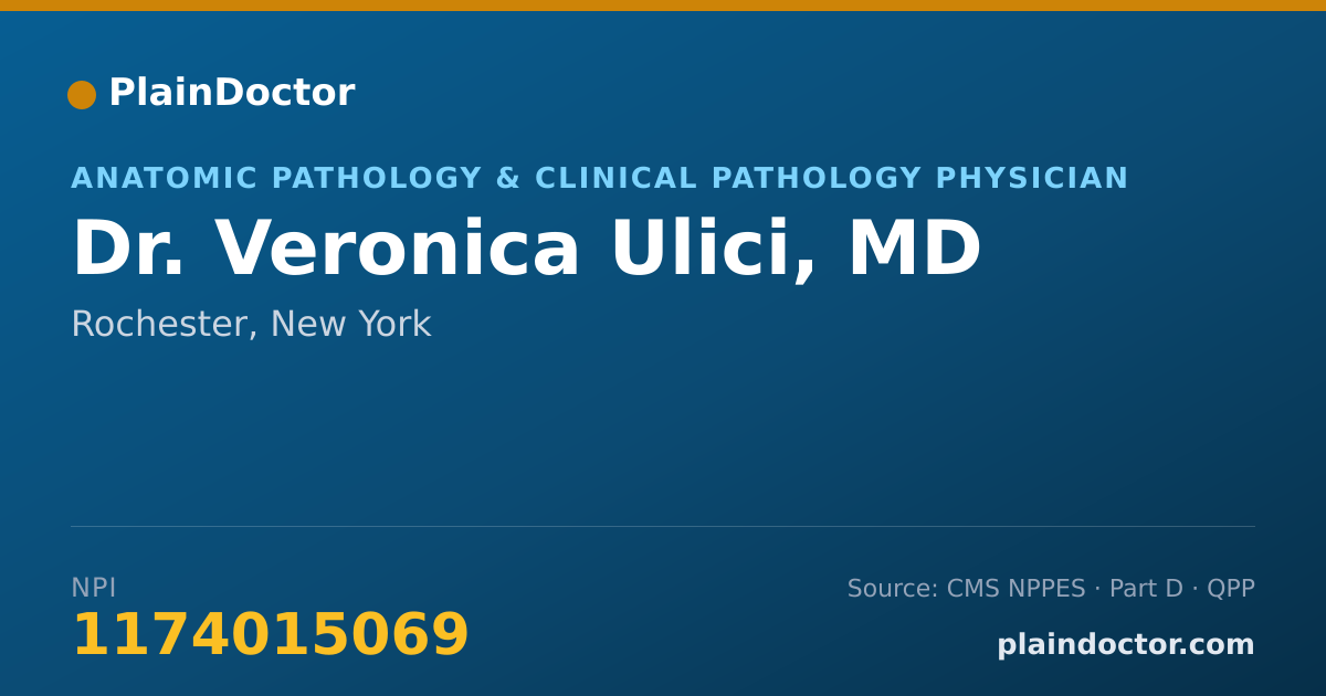 Shareable card for Veronica Ulici, MD - Anatomic Pathology & Clinical Pathology Physician, Rochester, NY