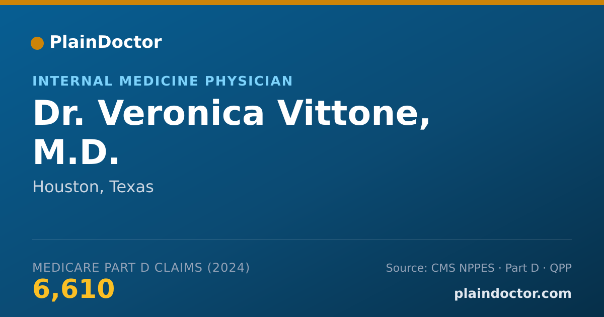 Shareable card for Veronica Vittone, M.D. - Internal Medicine Physician, Houston, TX