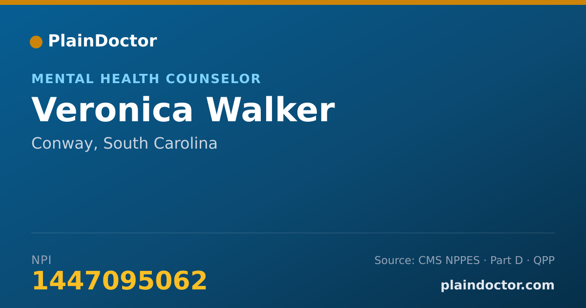 Shareable card for Veronica Walker - Mental Health Counselor, Conway, SC