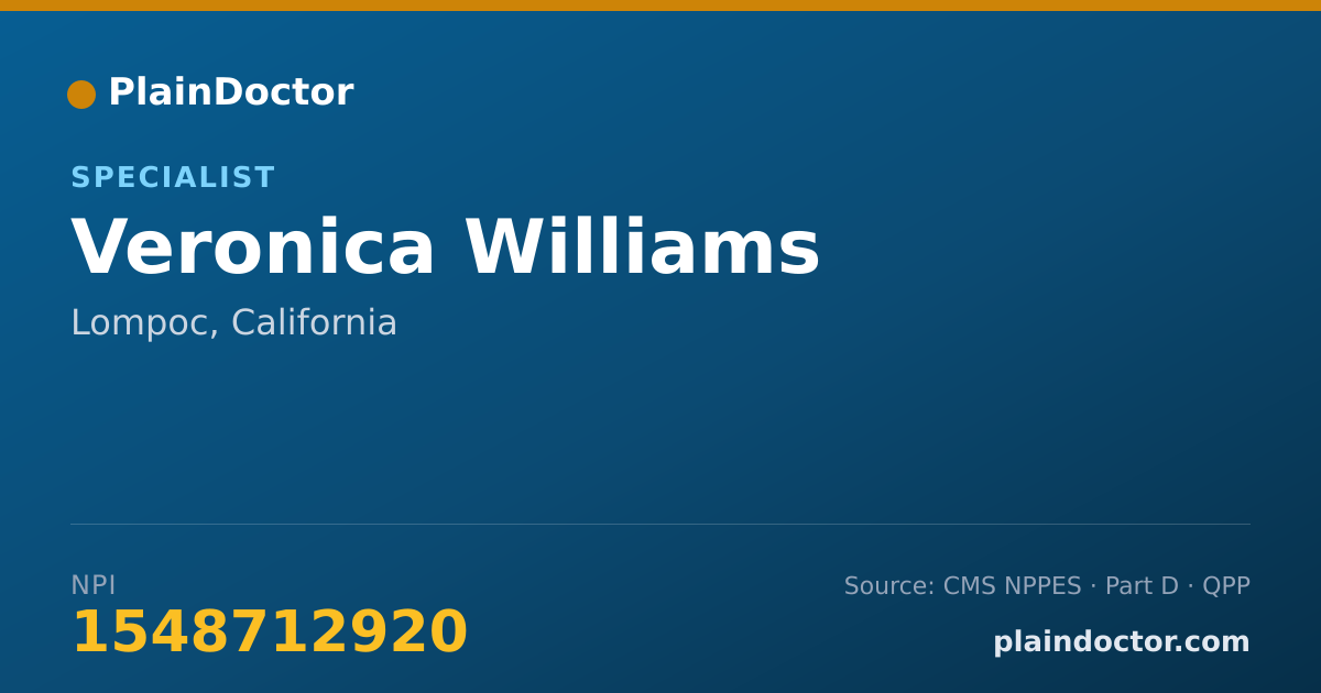 Shareable card for Veronica Williams - Specialist, Lompoc, CA