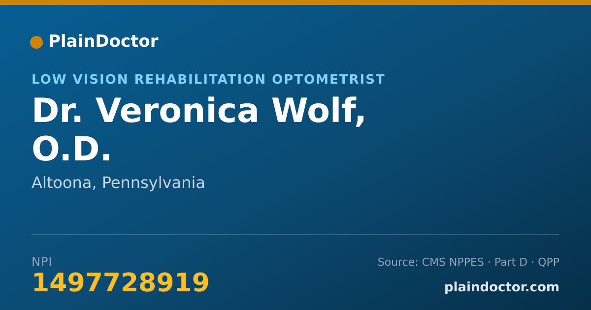 Shareable card for Veronica Wolf, O.D. - Low Vision Rehabilitation Optometrist, Altoona, PA