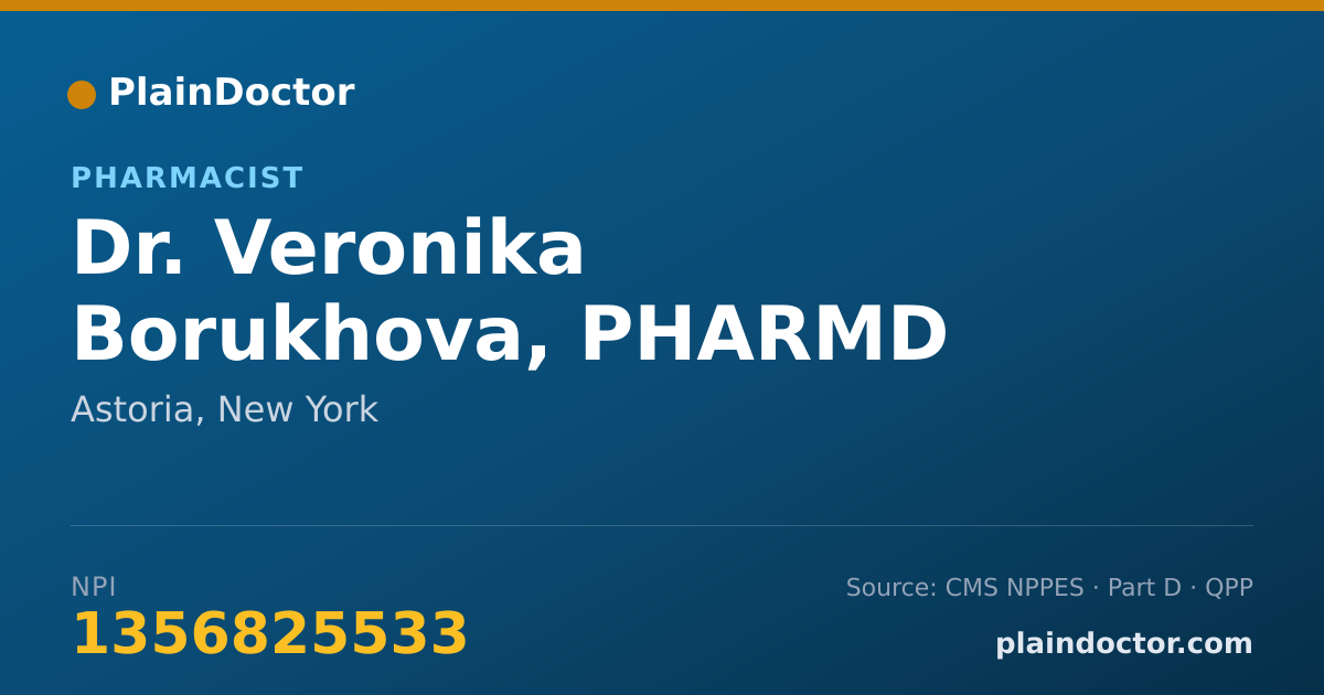 Shareable card for Veronika Borukhova, PHARMD - Pharmacist, Astoria, NY