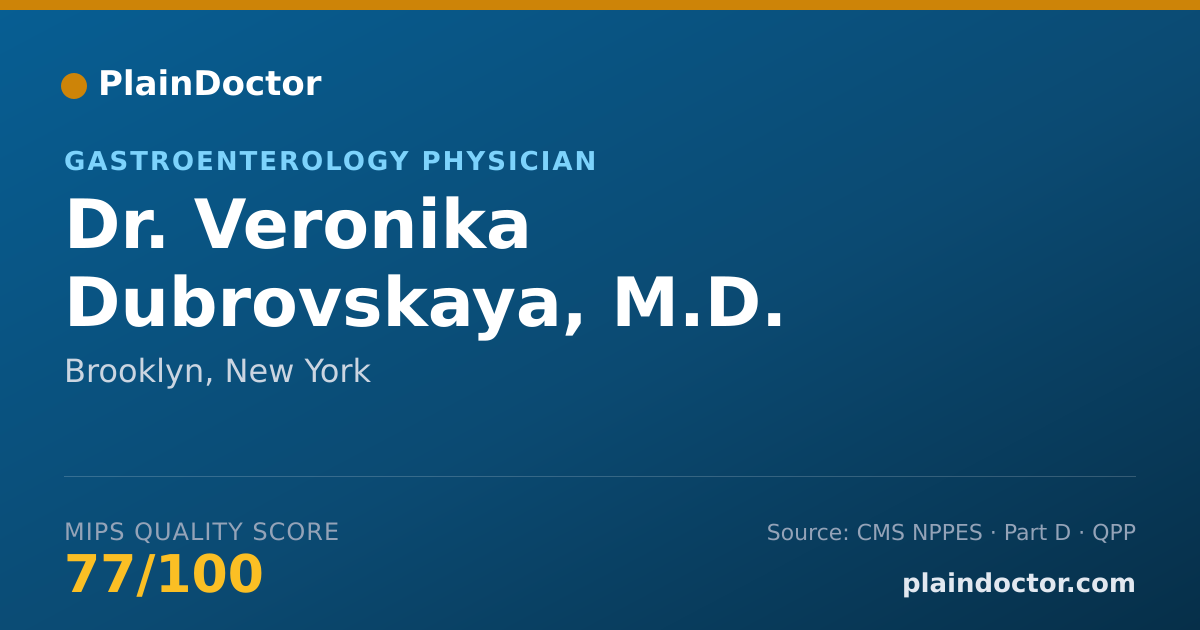 Shareable card for Veronika Dubrovskaya, M.D. - Gastroenterology Physician, Brooklyn, NY