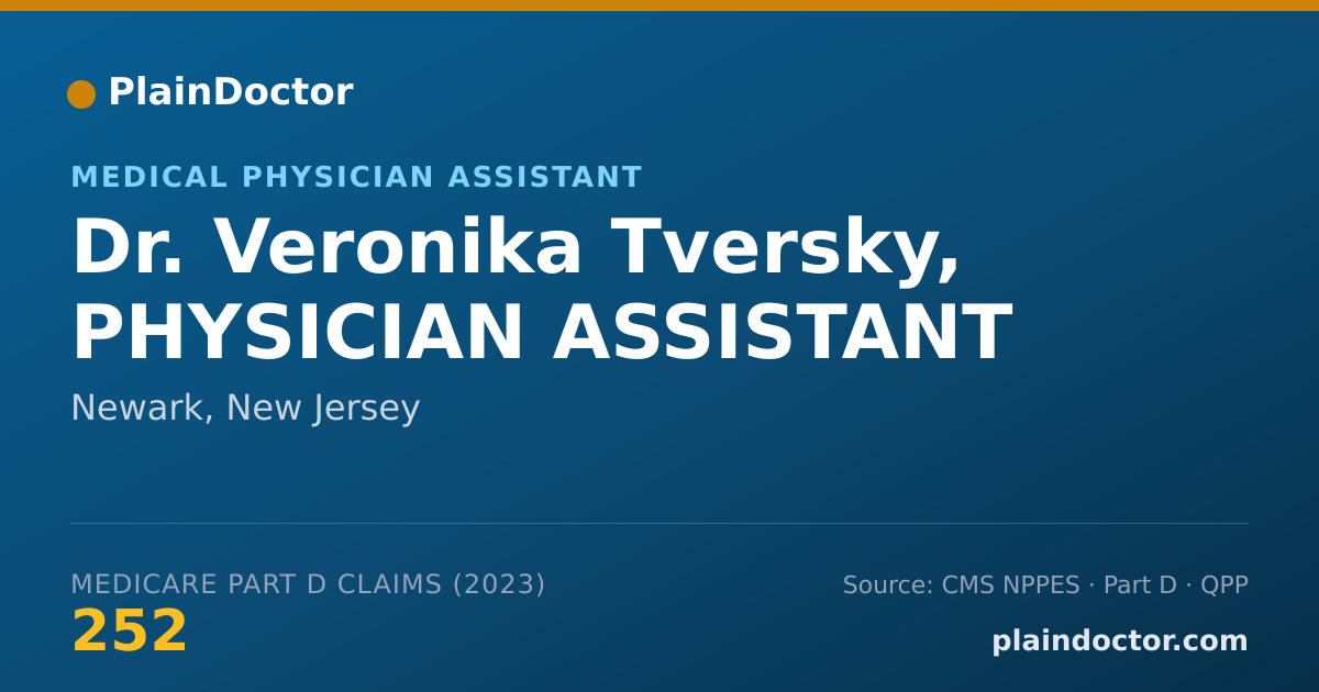 Shareable card for Veronika Tversky, PHYSICIAN ASSISTANT - Medical Physician Assistant, Newark, NJ
