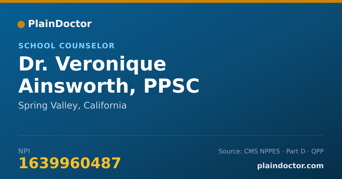 Shareable card for Veronique Ainsworth, PPSC - School Counselor, Spring Valley, CA