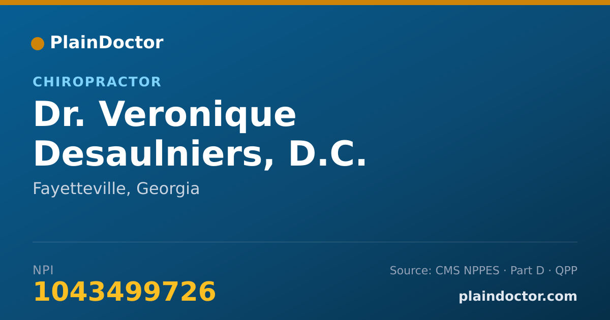 Shareable card for Veronique Desaulniers, D.C. - Chiropractor, Fayetteville, GA