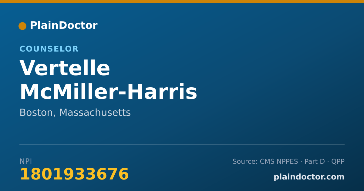 Shareable card for Vertelle McMiller-Harris - Counselor, Boston, MA