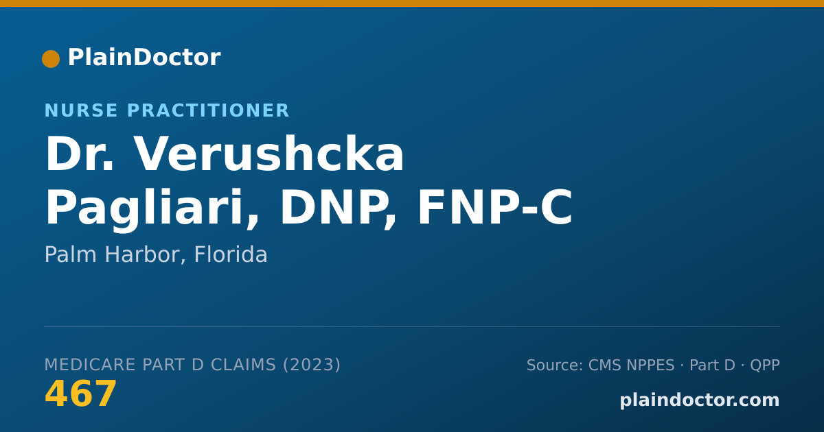 Shareable card for Verushcka Pagliari, DNP, FNP-C - Nurse Practitioner, Palm Harbor, FL