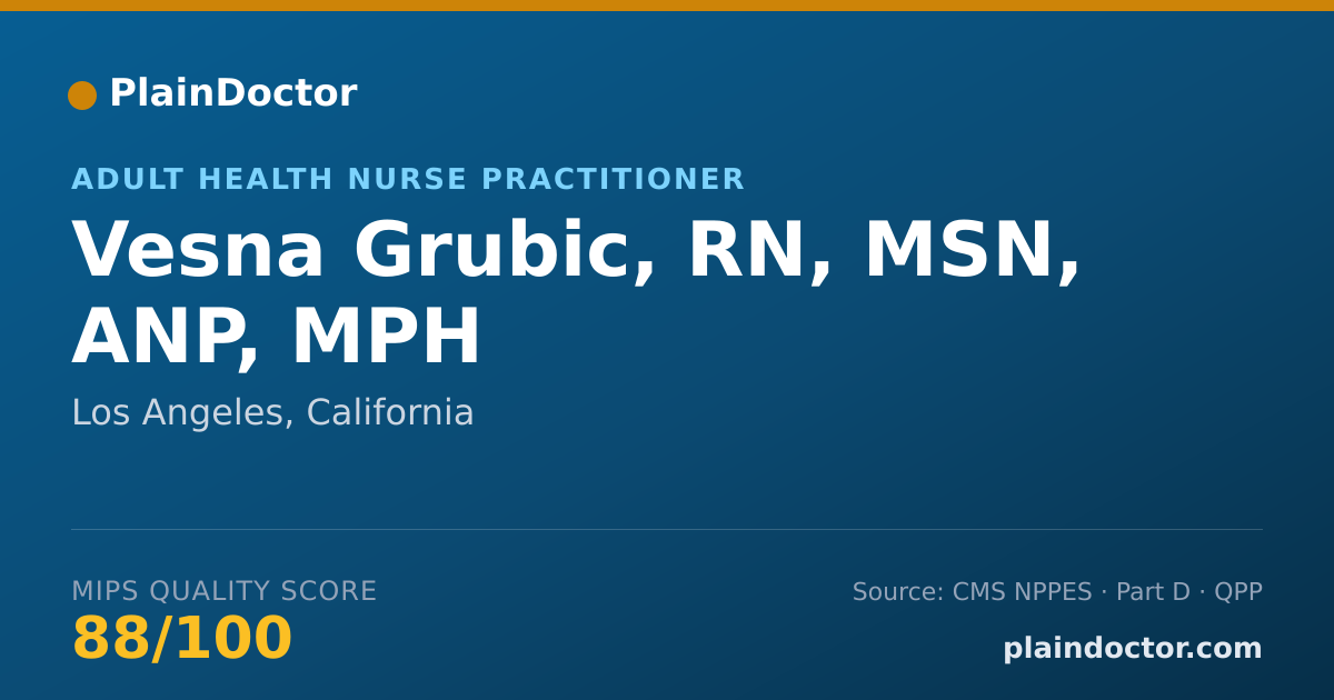 Shareable card for Vesna Grubic, RN, MSN, ANP, MPH - Adult Health Nurse Practitioner, Los Angeles, CA