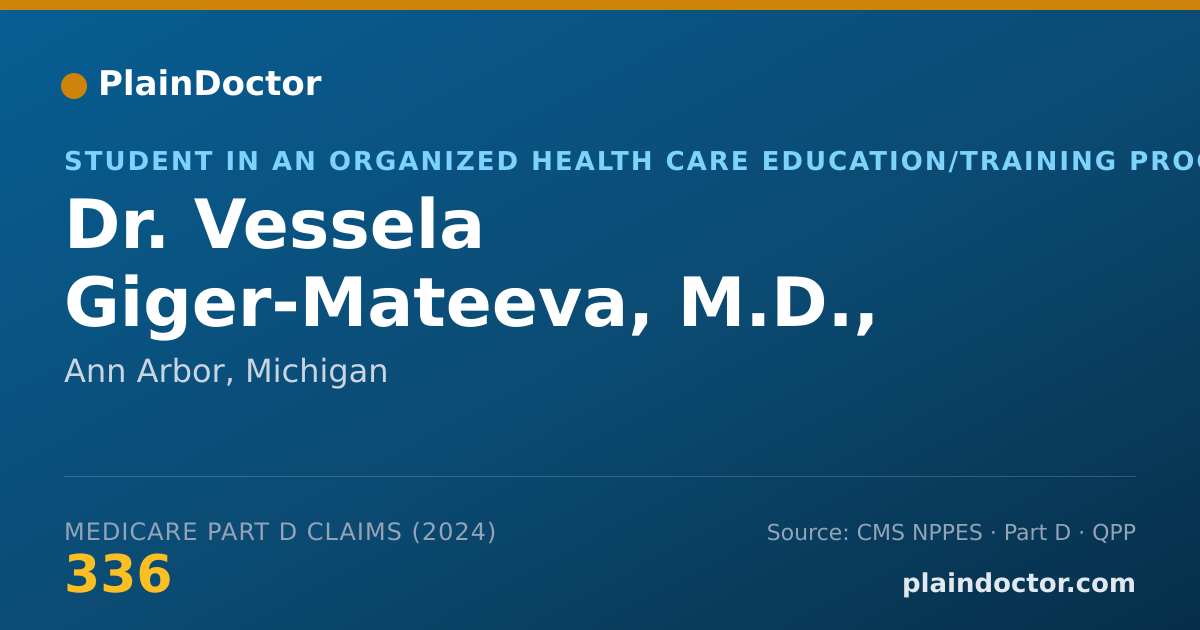 Shareable card for Vessela Giger-Mateeva, M.D., PH.D. - Student in an Organized Health Care Education/Training Program, Ann Arbor, MI