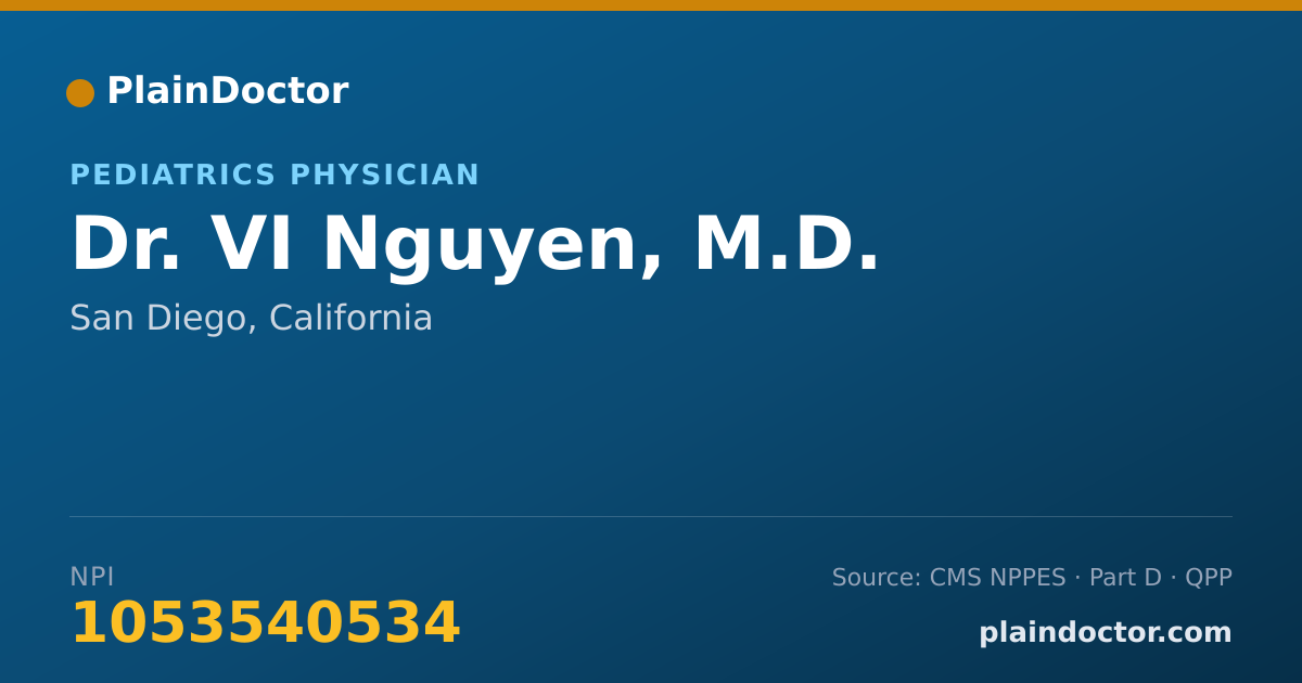 Shareable card for VI Nguyen, M.D. - Pediatrics Physician, San Diego, CA