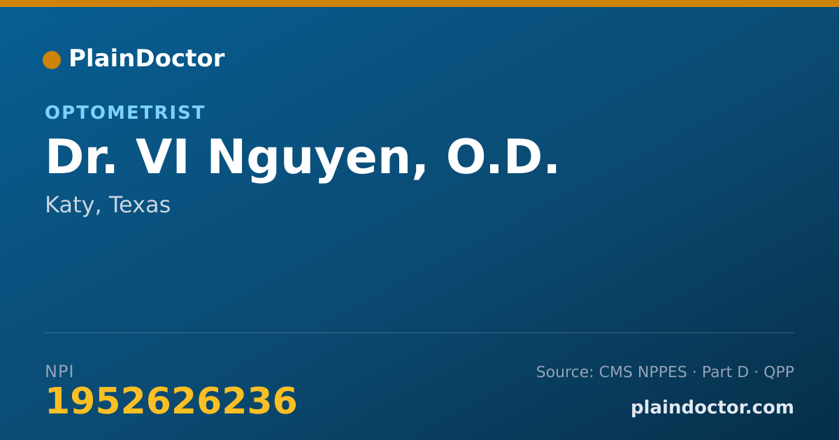 Shareable card for VI Nguyen, O.D. - Optometrist, Katy, TX