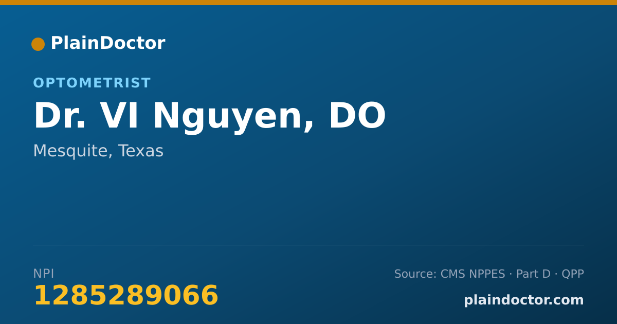 Shareable card for VI Nguyen, DO - Optometrist, Mesquite, TX