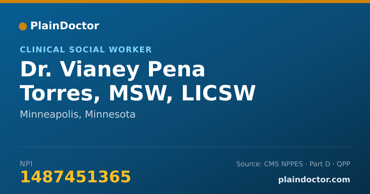 Shareable card for Vianey Pena Torres, MSW, LICSW - Clinical Social Worker, Minneapolis, MN