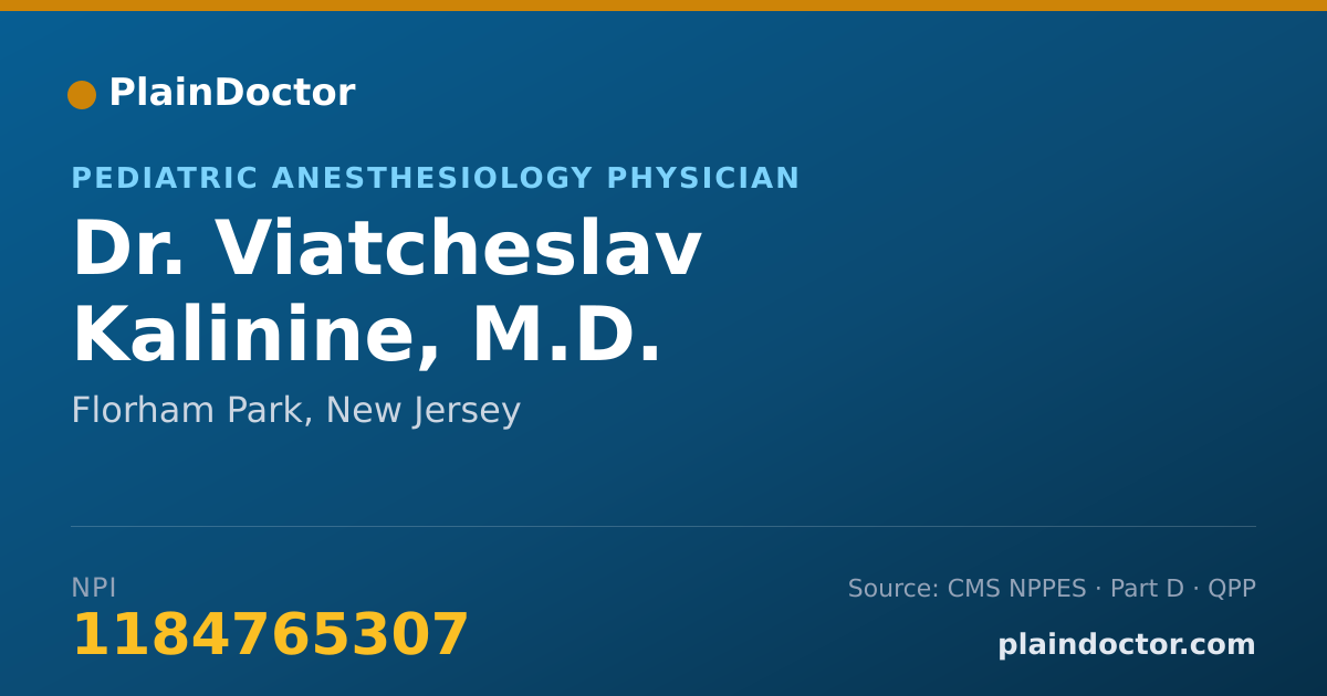 Shareable card for Viatcheslav Kalinine, M.D. - Pediatric Anesthesiology Physician, Florham Park, NJ