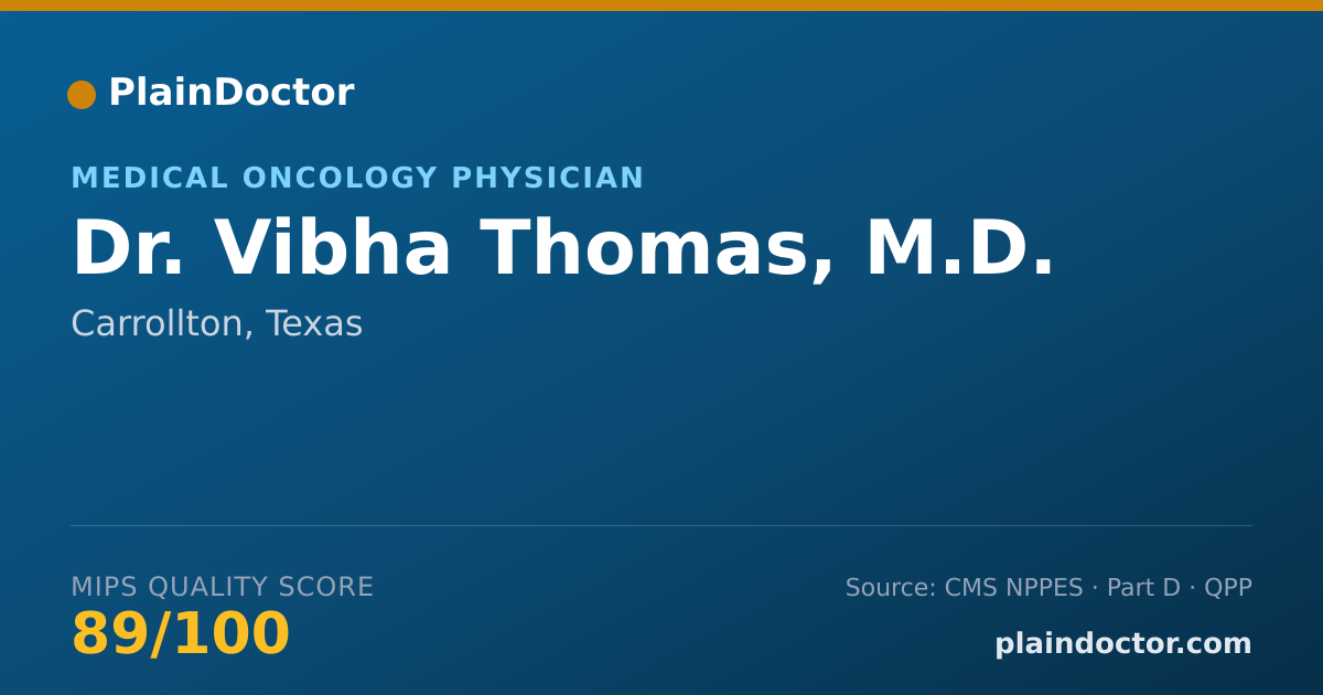 Shareable card for Vibha Thomas, M.D. - Hematology & Oncology Physician, Carrollton, TX