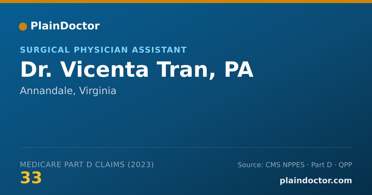 Shareable card for Vicenta Tran, PA - Surgical Physician Assistant, Annandale, VA