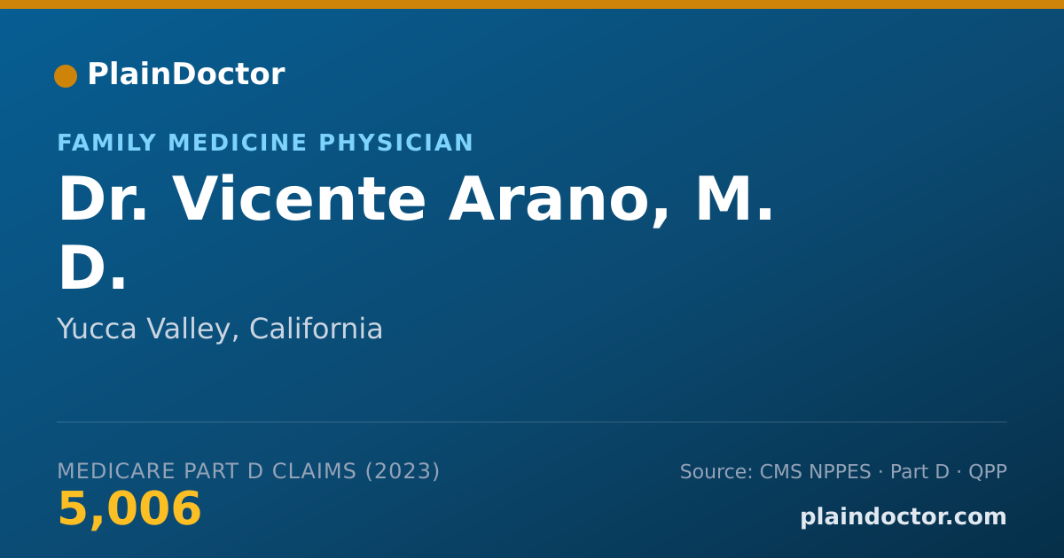 Shareable card for Vicente Arano, M. D. - Family Medicine Physician, Yucca Valley, CA