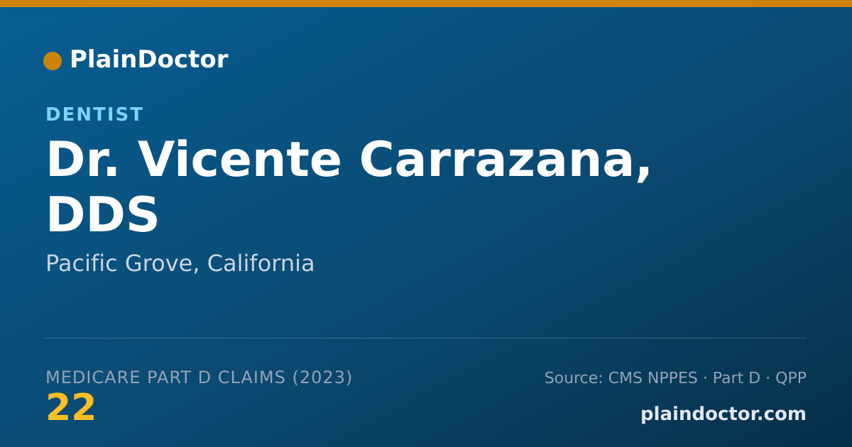 Shareable card for Vicente Carrazana, DDS - Dentist, Pacific Grove, CA