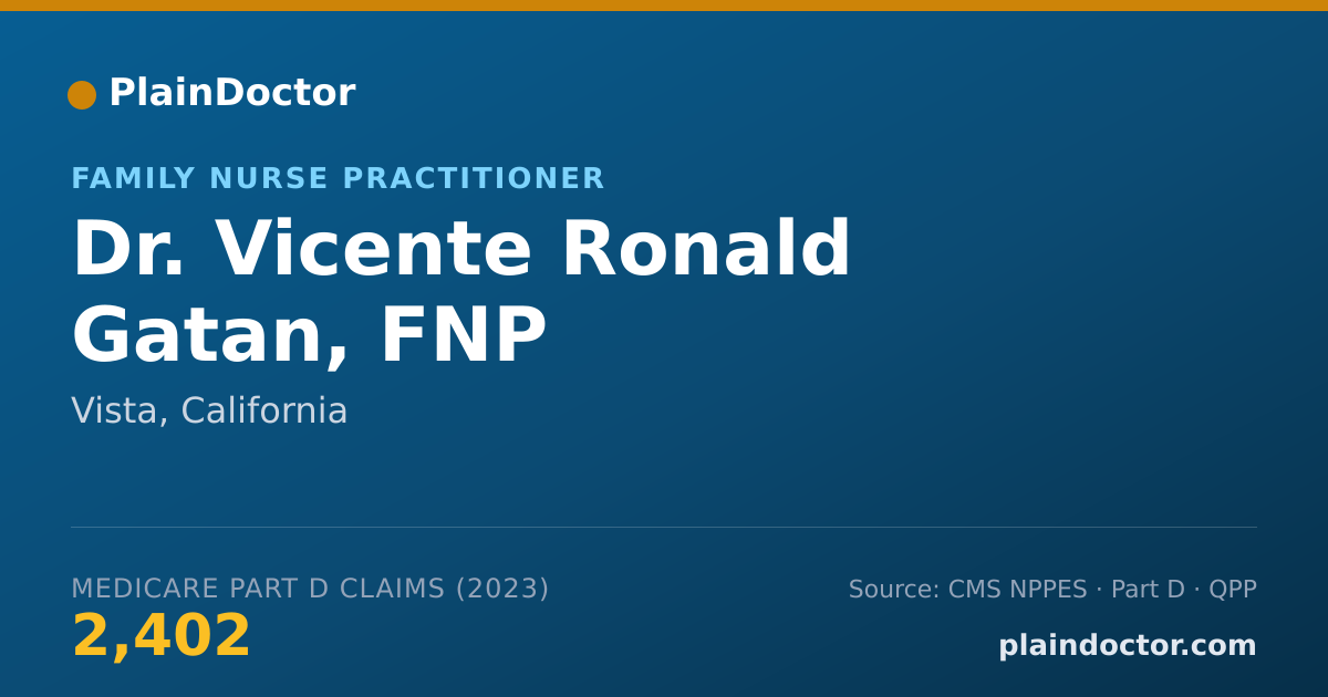 Shareable card for Vicente Ronald Gatan, FNP - Family Nurse Practitioner, Vista, CA