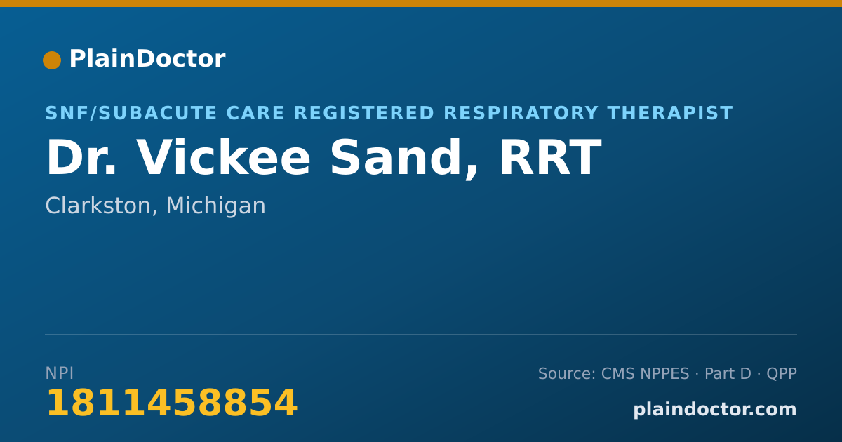 Shareable card for Vickee Sand, RRT - SNF/Subacute Care Registered Respiratory Therapist, Clarkston, MI