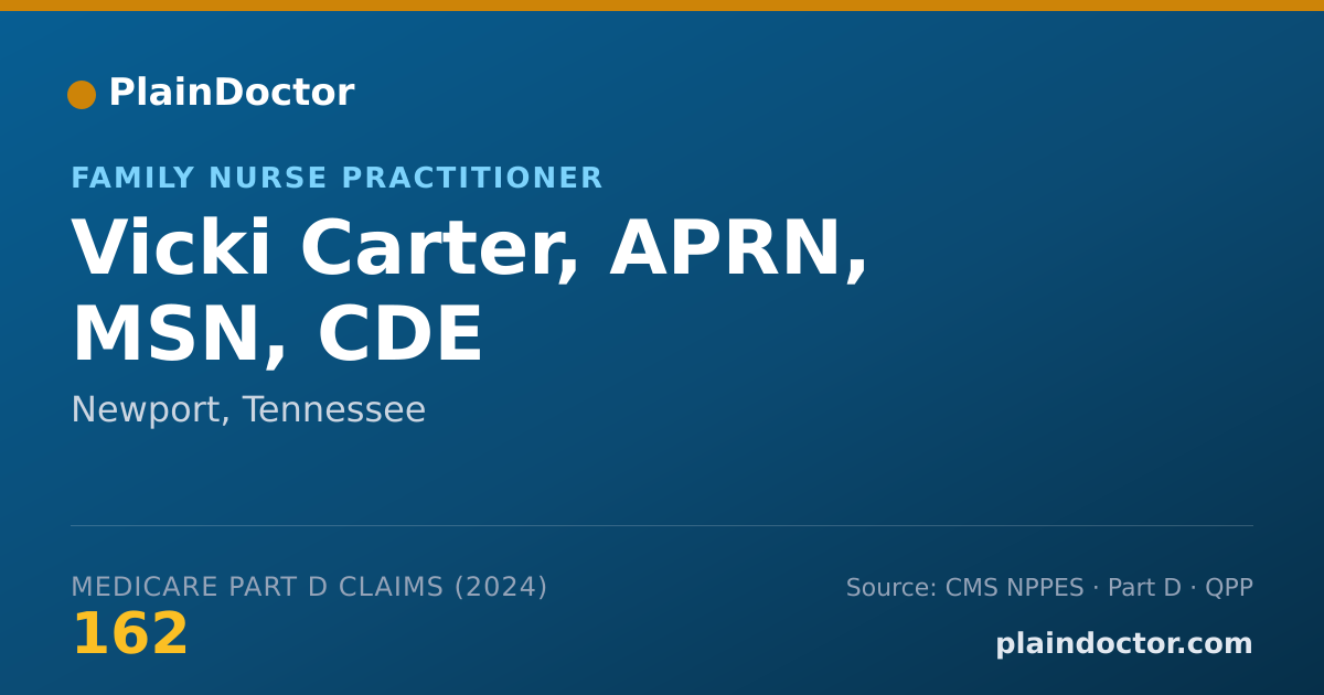 Shareable card for Vicki Carter, APRN, MSN, CDE - Family Nurse Practitioner, Newport, TN