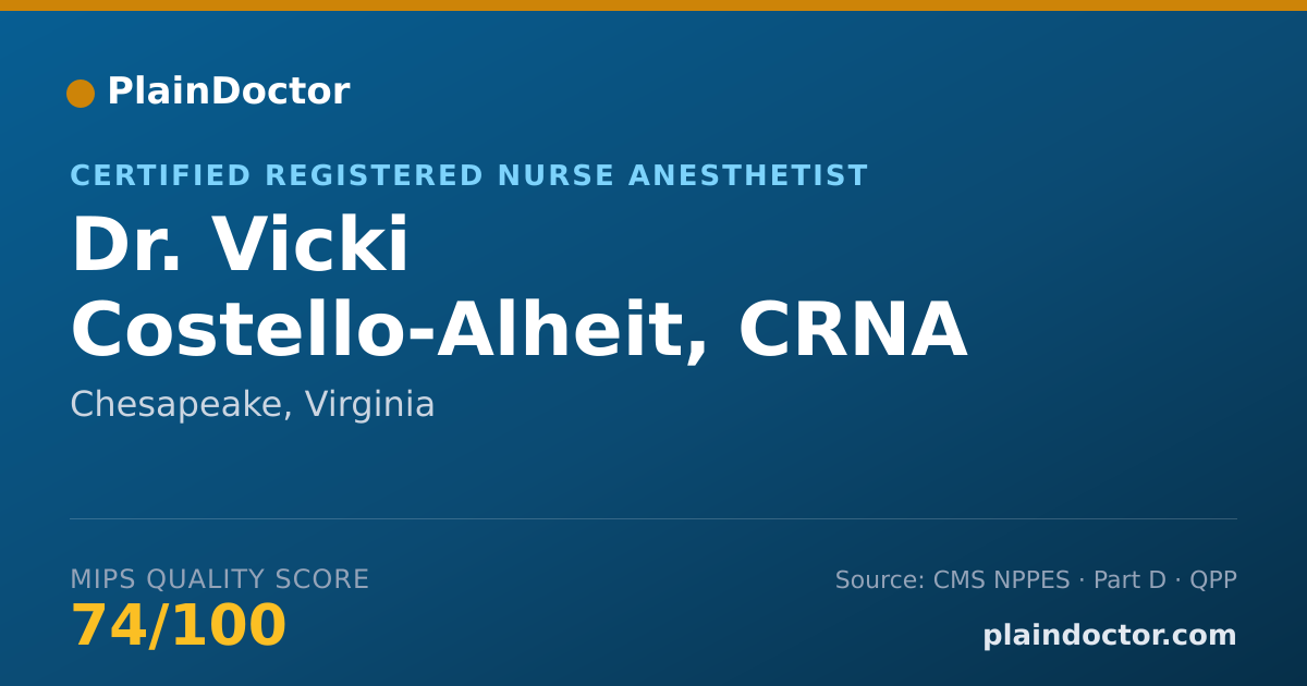 Shareable card for Vicki Costello-Alheit, CRNA - Certified Registered Nurse Anesthetist, Chesapeake, VA