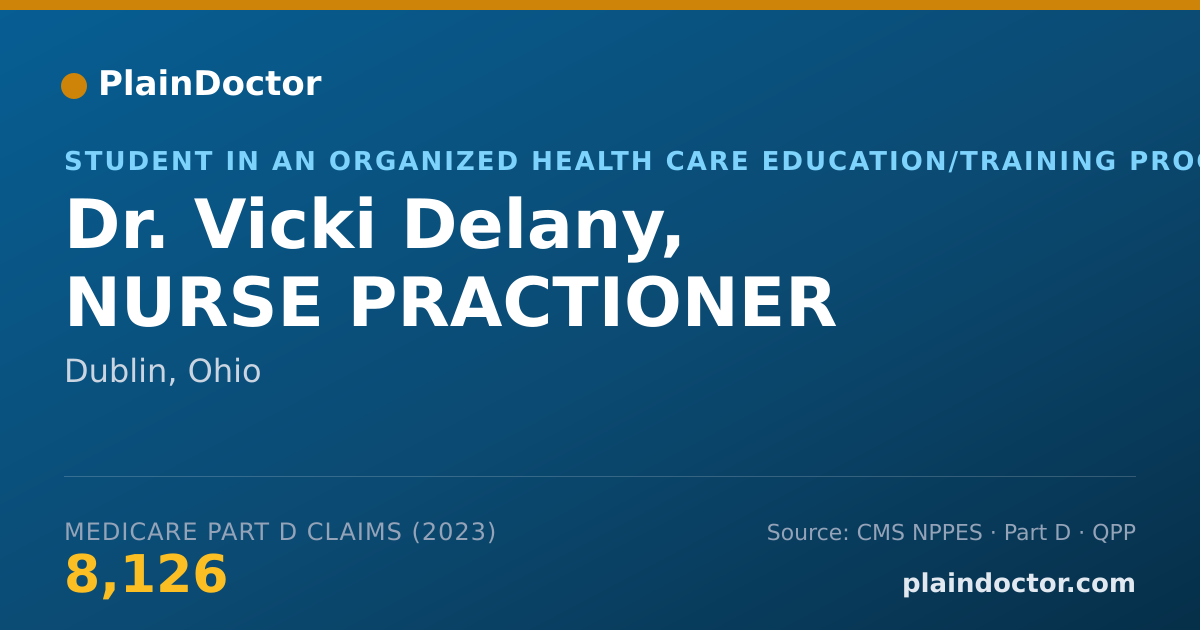 Shareable card for Vicki Delany, NURSE PRACTIONER - Student in an Organized Health Care Education/Training Program, Dublin, OH