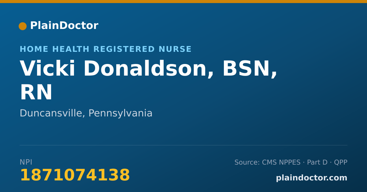 Shareable card for Vicki Donaldson, BSN, RN - Home Health Registered Nurse, Duncansville, PA