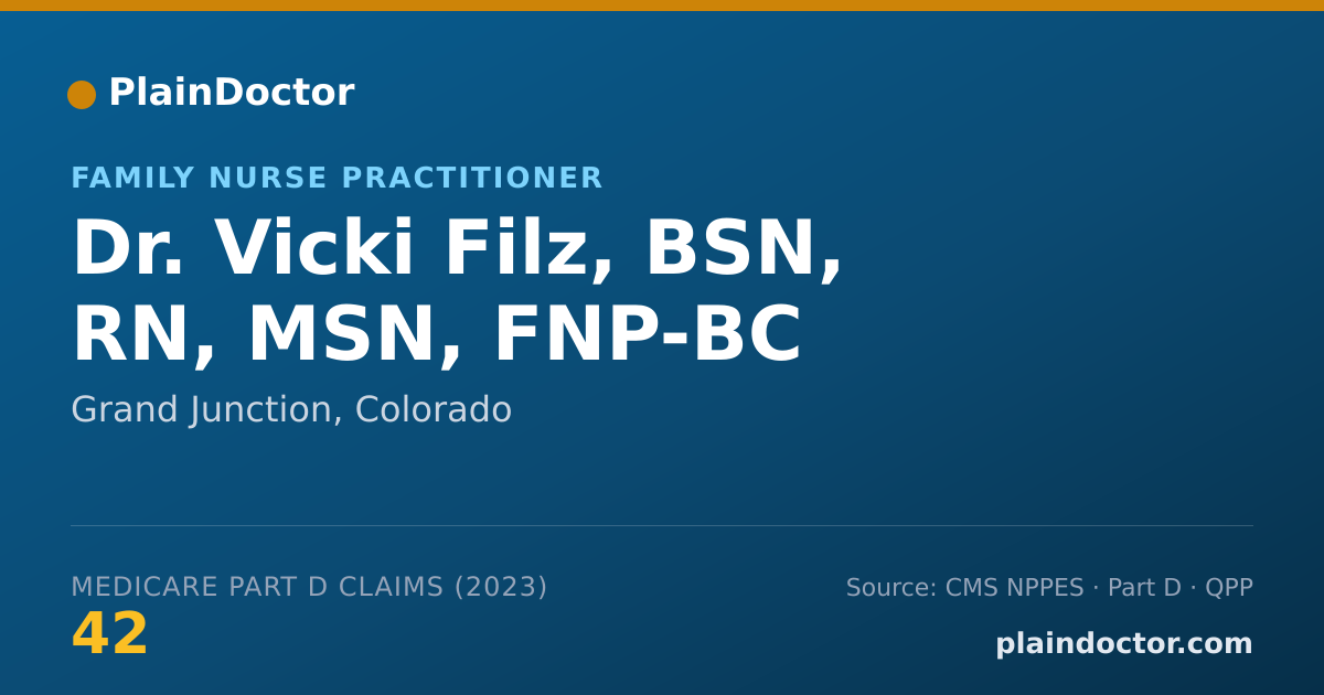 Shareable card for Vicki Filz, BSN, RN, MSN, FNP-BC - Family Nurse Practitioner, Grand Junction, CO
