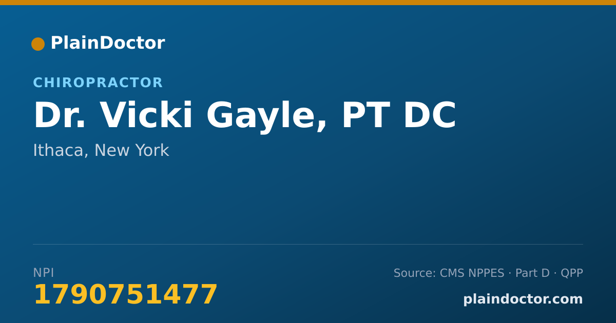 Shareable card for Vicki Gayle, PT DC - Chiropractor, Ithaca, NY