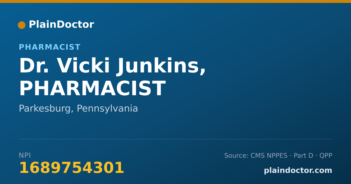 Shareable card for Vicki Junkins, PHARMACIST - Pharmacist, Parkesburg, PA
