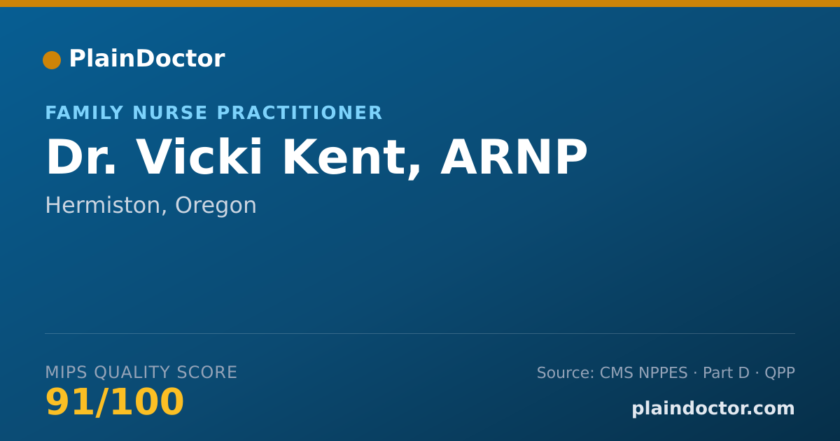 Shareable card for Vicki Kent, ARNP - Family Nurse Practitioner, Hermiston, OR