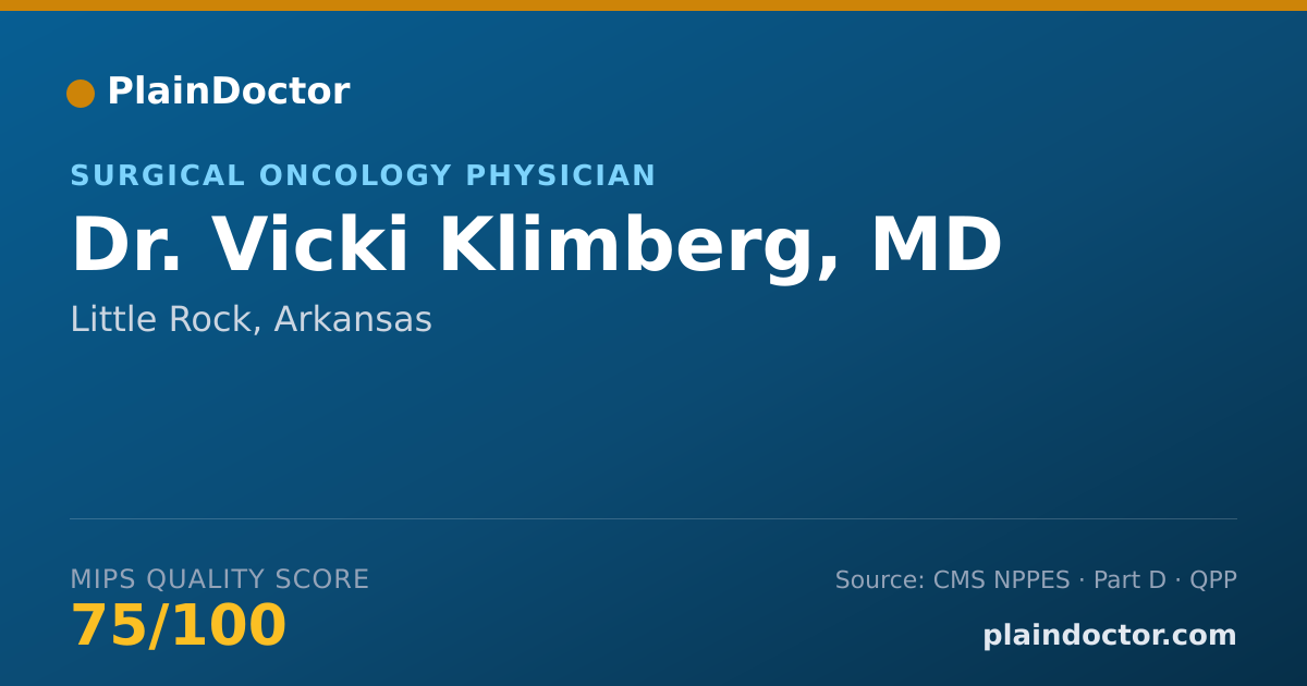Shareable card for Vicki Klimberg, MD - Surgical Oncology Physician, Little Rock, AR