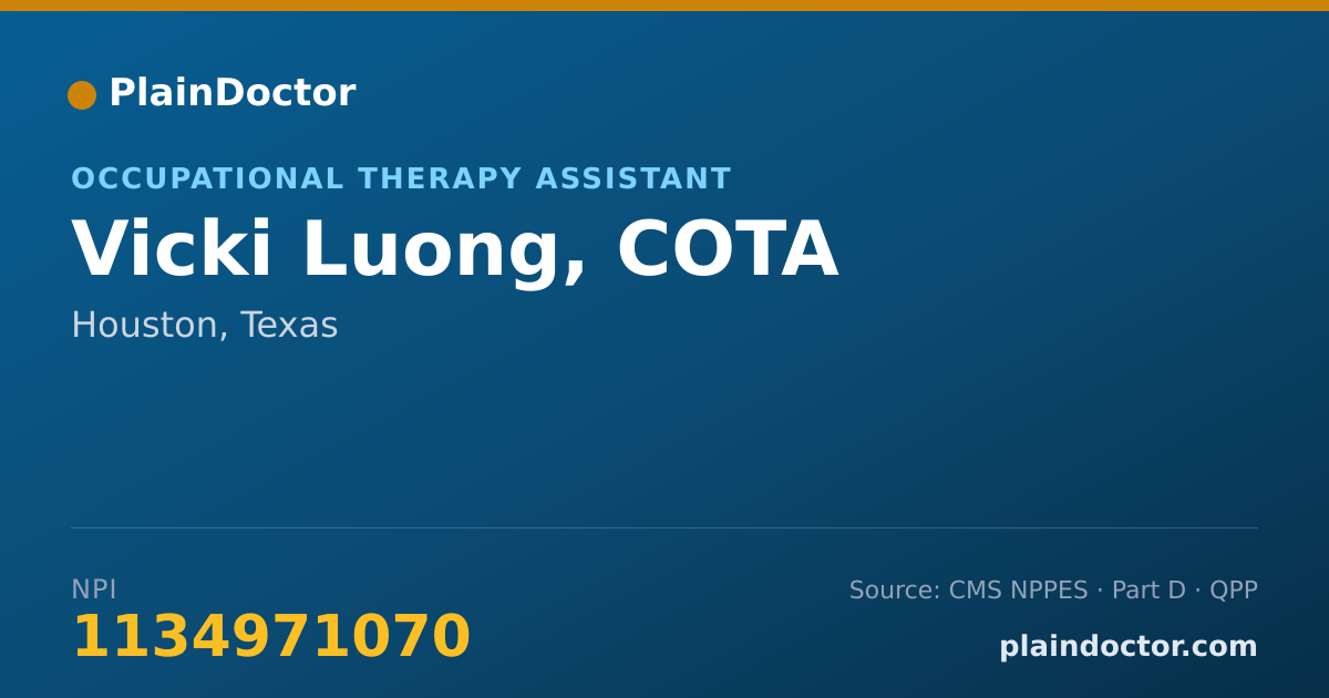 Shareable card for Vicki Luong, COTA - Occupational Therapy Assistant, Houston, TX