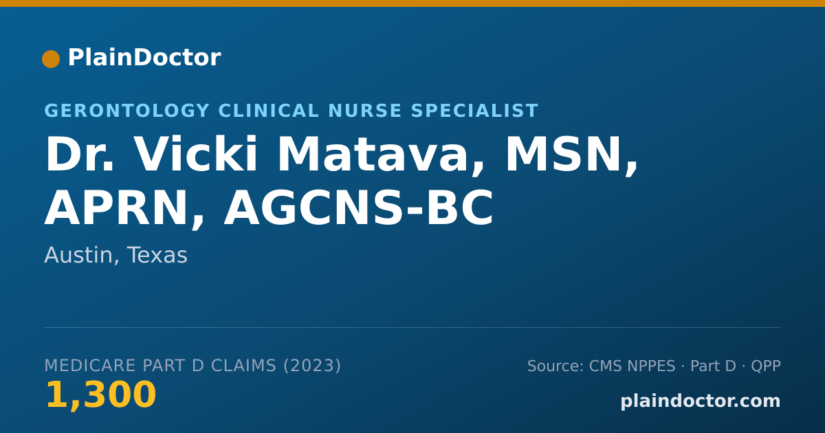 Shareable card for Vicki Matava, MSN, APRN, AGCNS-BC - Gerontology Clinical Nurse Specialist, Austin, TX