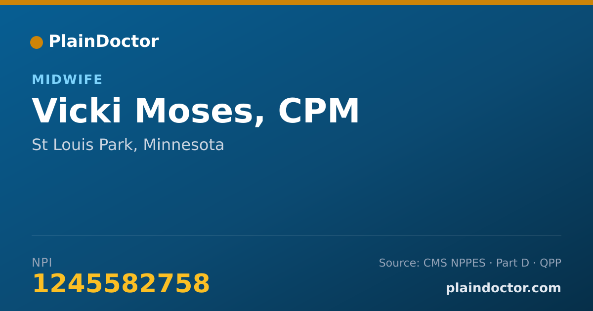 Shareable card for Vicki Moses, CPM - Midwife, St Louis Park, MN