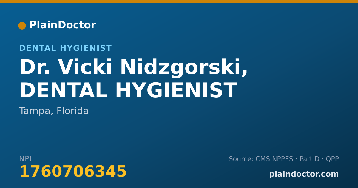 Shareable card for Vicki Nidzgorski, DENTAL HYGIENIST - Dental Hygienist, Tampa, FL