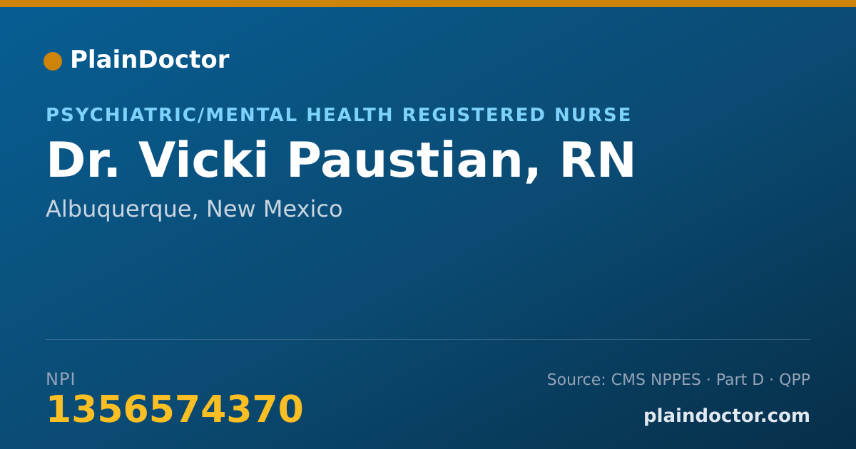 Shareable card for Vicki Paustian, RN - Psychiatric/Mental Health Registered Nurse, Albuquerque, NM