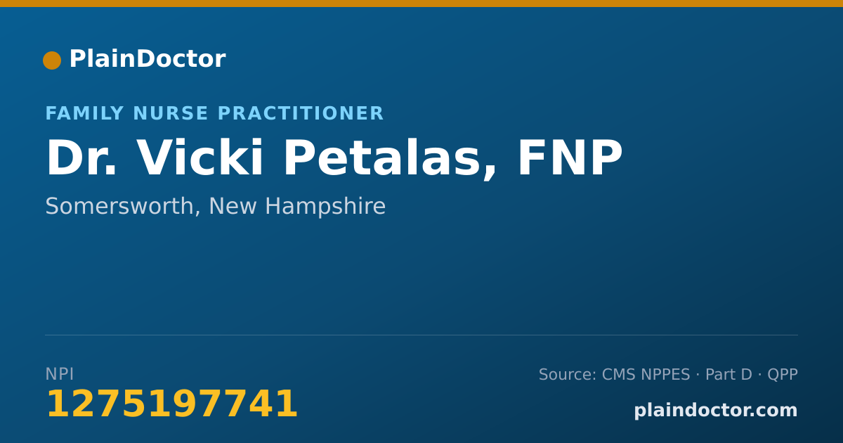 Shareable card for Vicki Petalas, FNP - Family Nurse Practitioner, Somersworth, NH