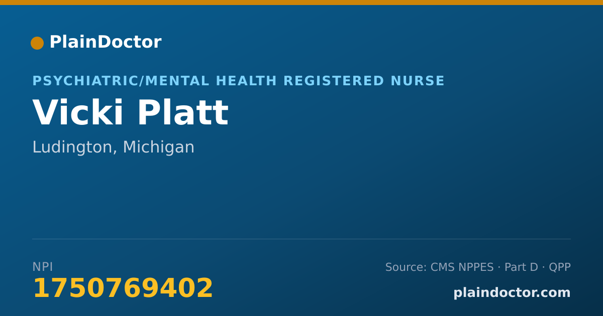 Shareable card for Vicki Platt - Psychiatric/Mental Health Registered Nurse, Ludington, MI