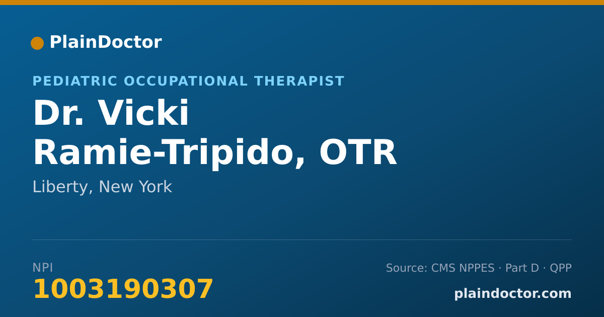 Shareable card for Vicki Ramie-Tripido, OTR - Pediatric Occupational Therapist, Liberty, NY