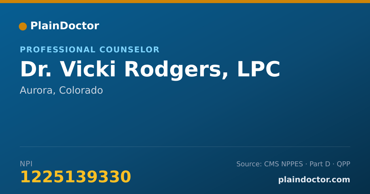Shareable card for Vicki Rodgers, LPC - Professional Counselor, Aurora, CO