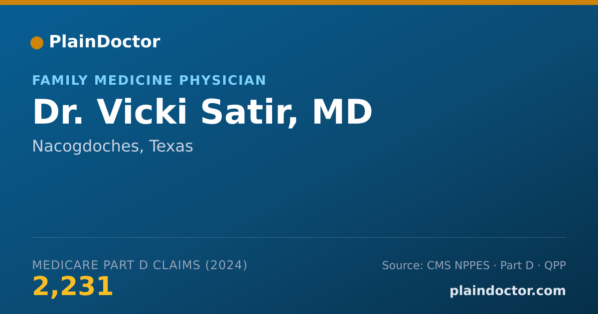 Shareable card for Vicki Satir, MD - Family Medicine Physician, Nacogdoches, TX